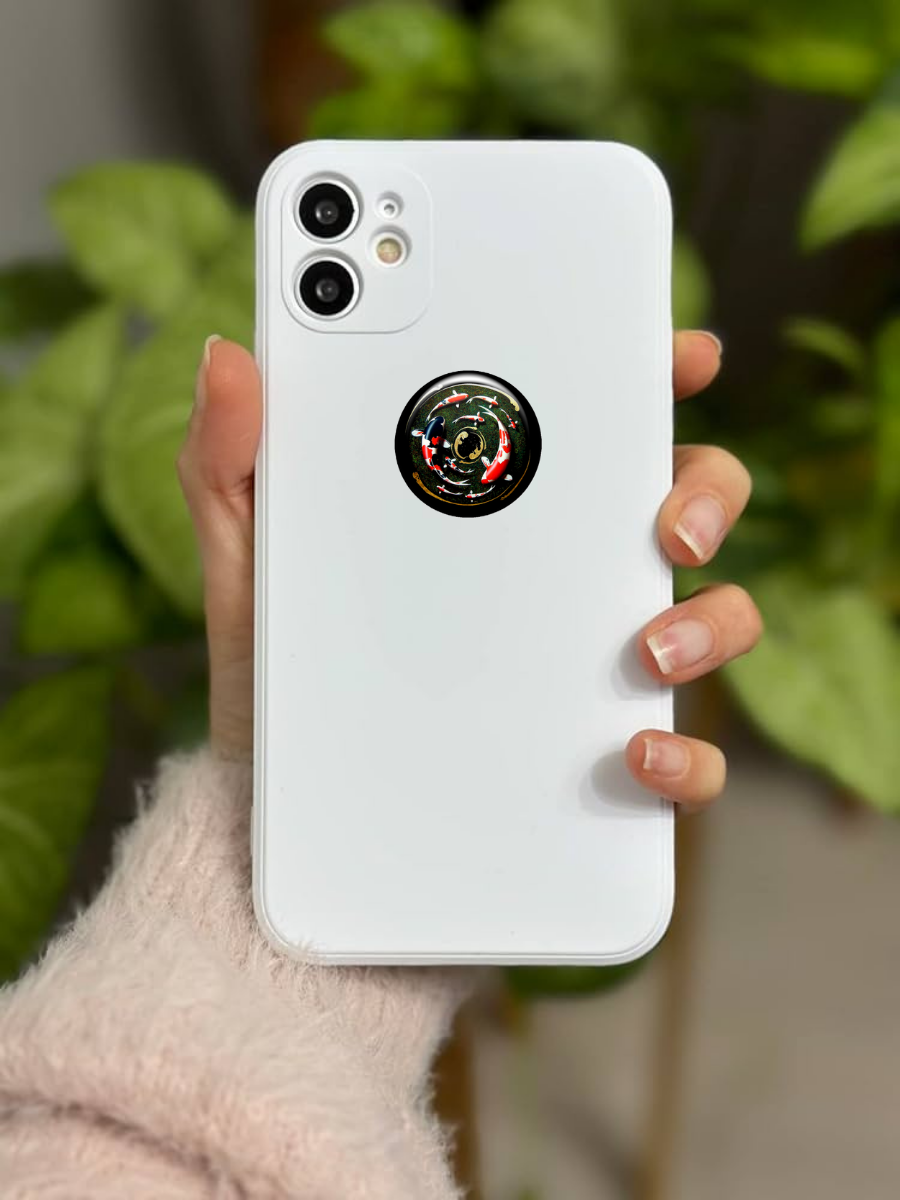 Наклейка талисман Девять карпов 3D смола, диаметр 2,5 см, для дома, офиса и авто (1 шт.) — фото 1