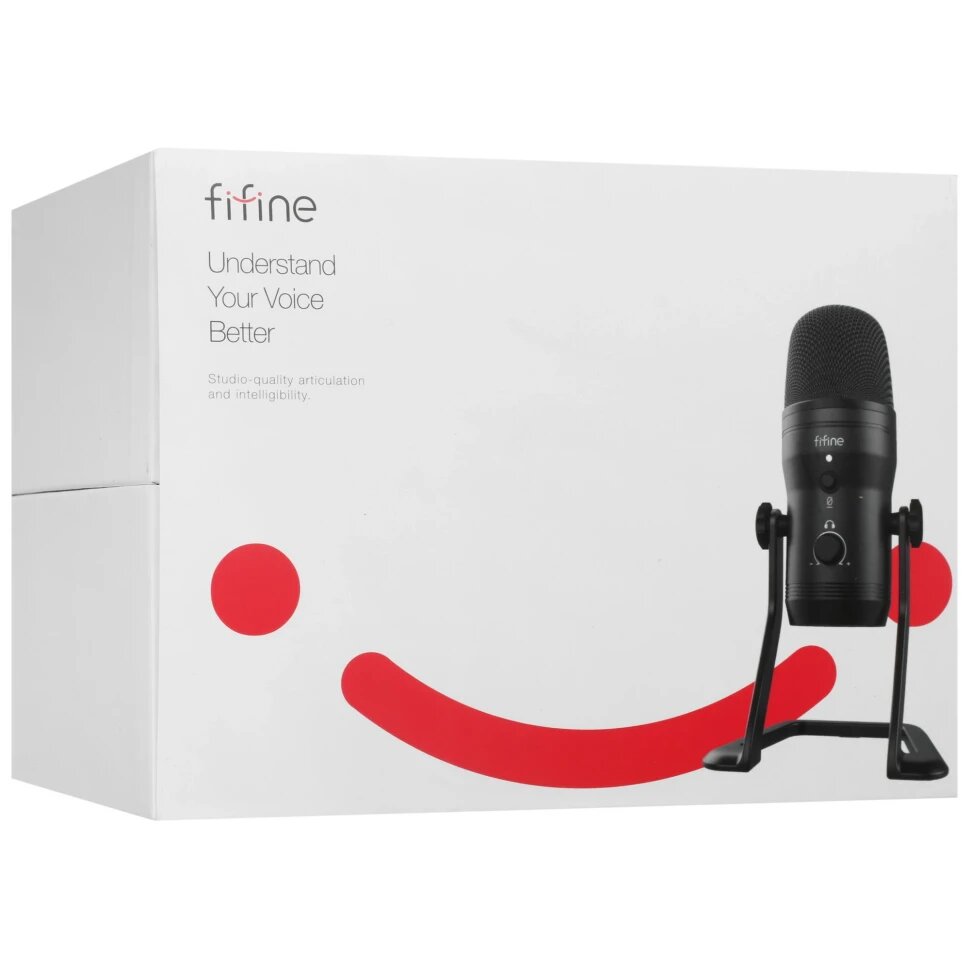Микрофон Fifine K690, проводной, настольный, jack 3.5 мм, черный