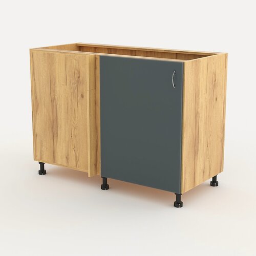 Изображение товара Кухонный шкаф №20Б для мойки напольный правосторонний, Дуб Золотистый и Темно-Серый