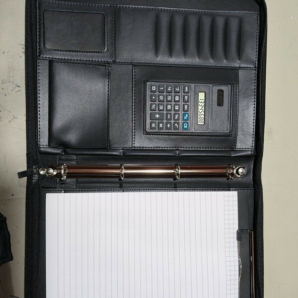 Папка Spot, на молнии, а4, кожаная, с калькулятором и записной книжкой