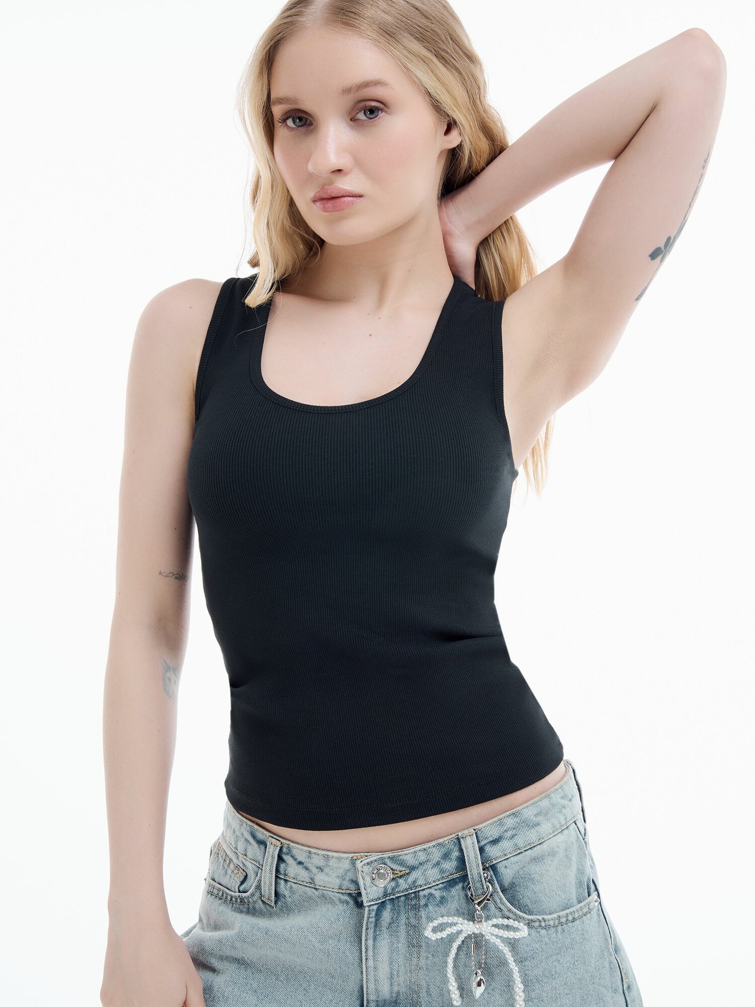 Майка спортивная ТВОЕ, размер S, черный/черный