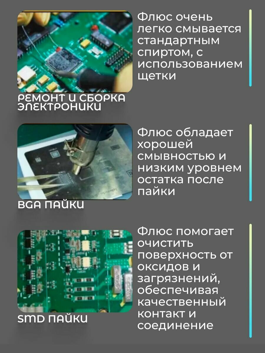 Флюс Для Пайки Флюс-гель Rusflux 6-412-A, безотмывочный, светло-желтый, 10мл