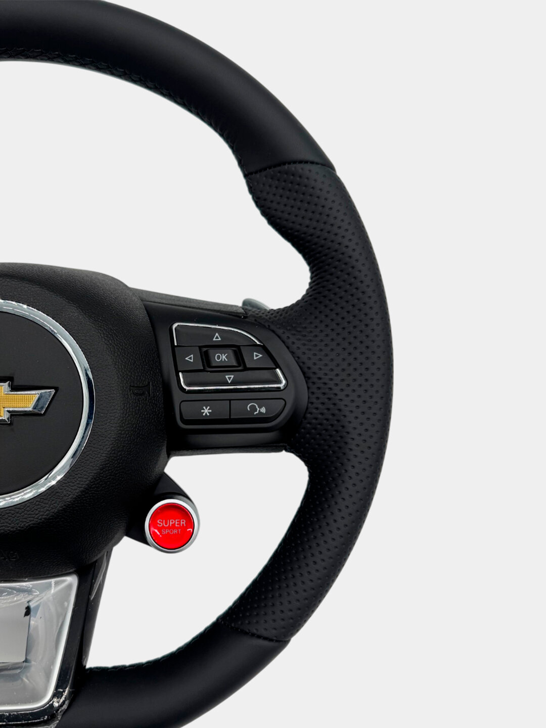 Руль Chevrolet, с кнопкой Start/Stop, универсальный, 3 спицы, черный — фото 1