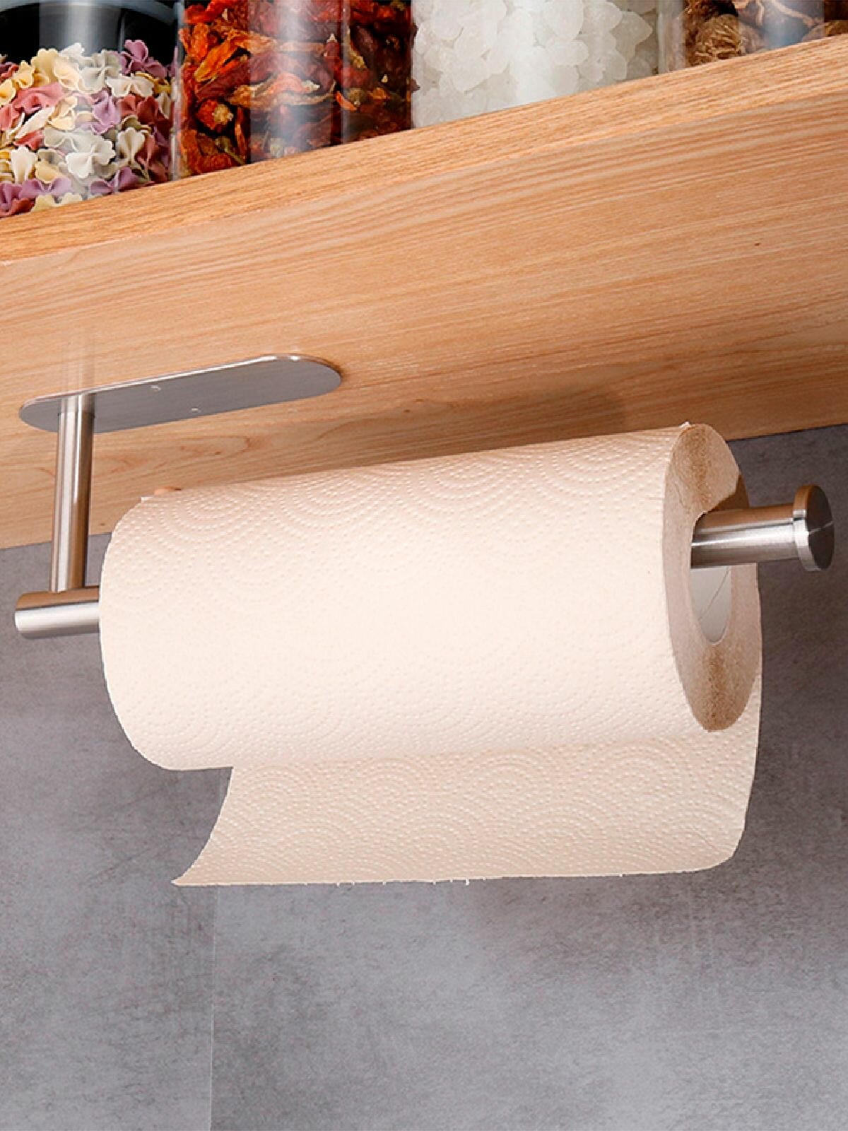 Держатель для бумажных полотенец, фольги и пленки на кухню Pullo, самоклеящийся, настенный, металлический , серебристый