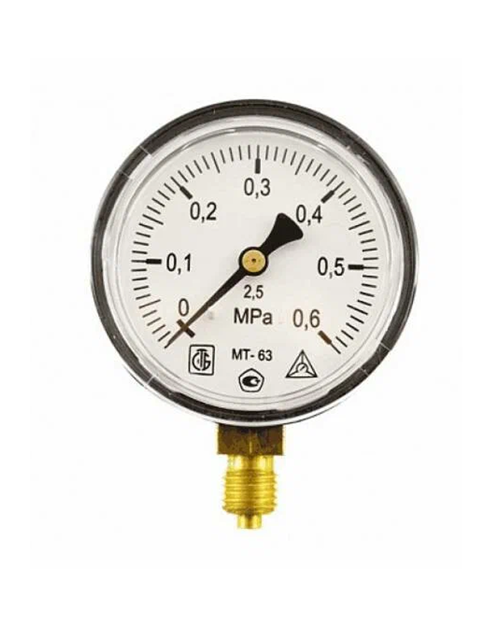 Манометр МП-63 радиальный Дк63мм 0-1,6 МПа кл.2,5 G1/4" завод теплотехнических приборов