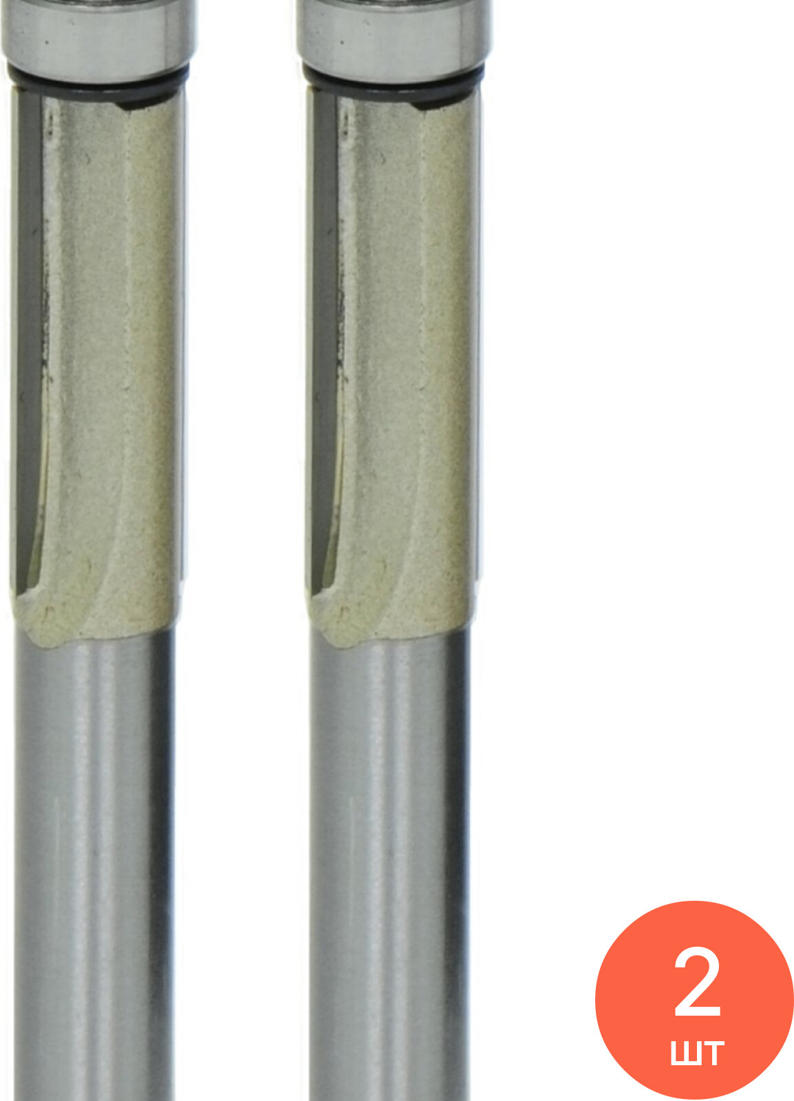 Фреза Elitech / Элитек кромочная пазовая прямая с подшипником 2 лезвия стальная твердосплавная диаметр 9.5мм хвостовик 8мм 25.4/67мм / инструменты (комплект из 2 шт)