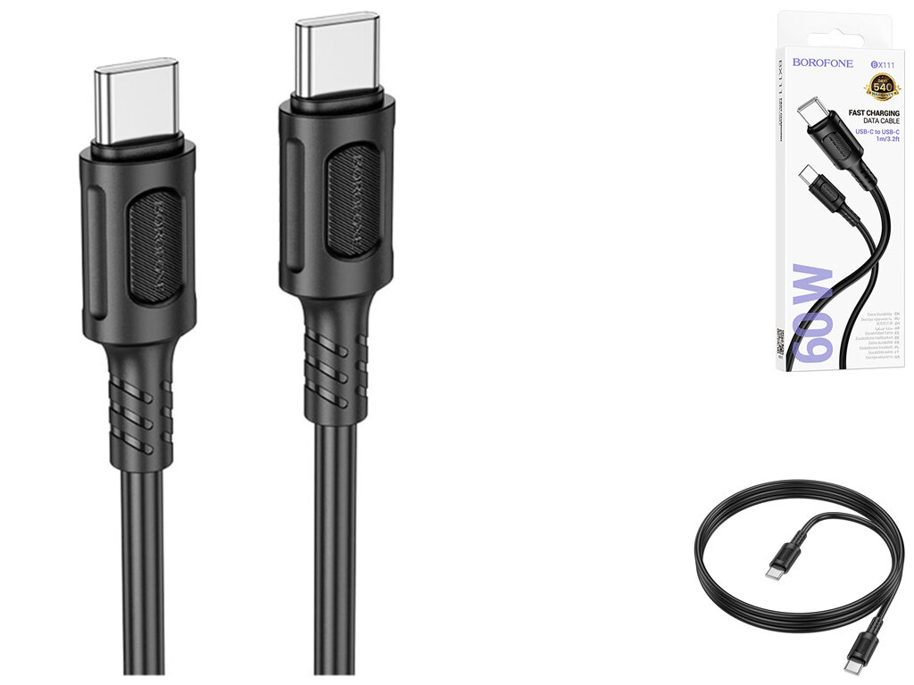 Кабель USB Borofone BX111, Type-C PD, быстрая зарядка 60 Вт, 1 м — фото 1