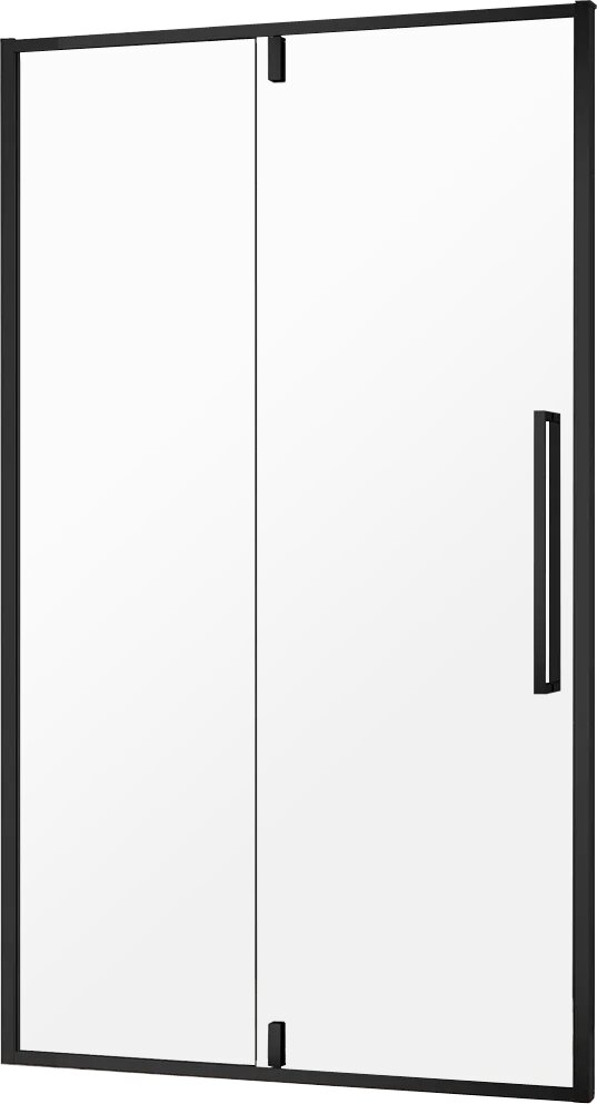 Душевая дверь в нишу AQUAme AQM7108-2-12 стеклянная распашная 120 см с черным профилем одностворчатая итальянская