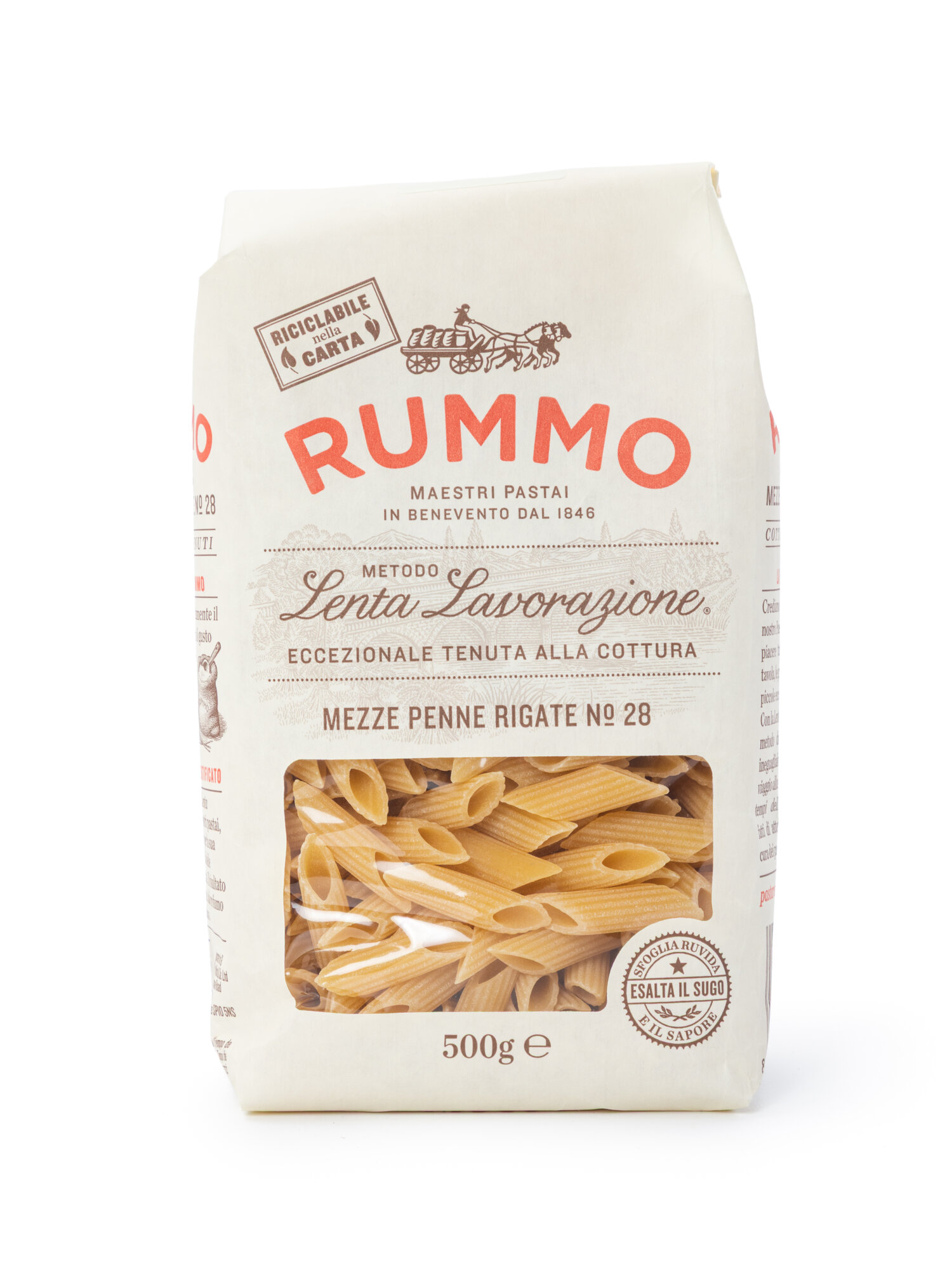 Rummo Lenta Lavorazione №28 Penne Rigate — паста из твёрдых сортов пшеницы, рифлёная, 500 г