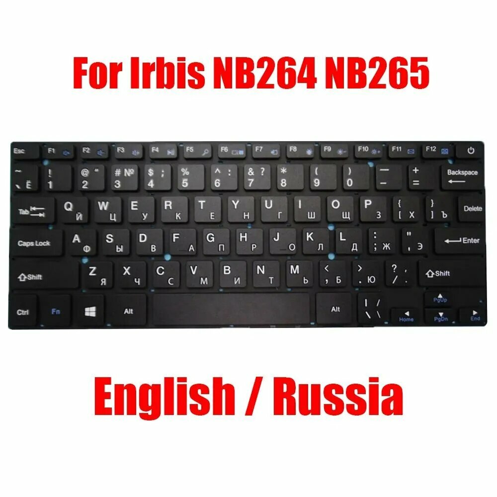 RTDPART Клавиатура проводная для Irbis NB264 NB265 NB270 Россия RU черная без рамки новая, Русская раскладка, черный