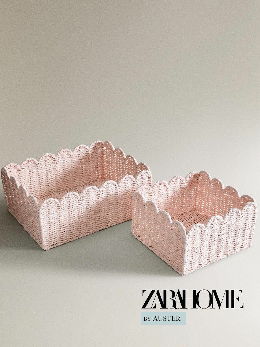 ZARA HOME Органайзер для хранения вещей 24x24x14 см 1 шт бумага светло-розовый