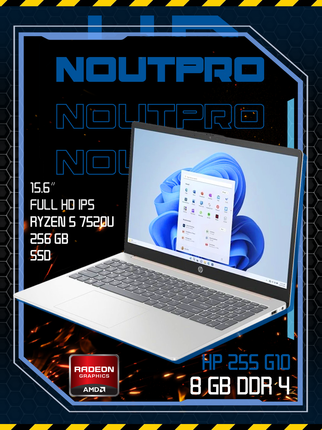 Ноутбук HP 255 G10 Ryzen 5-7520U RAM 8GB/512GB 15.6″ Full HD IPS