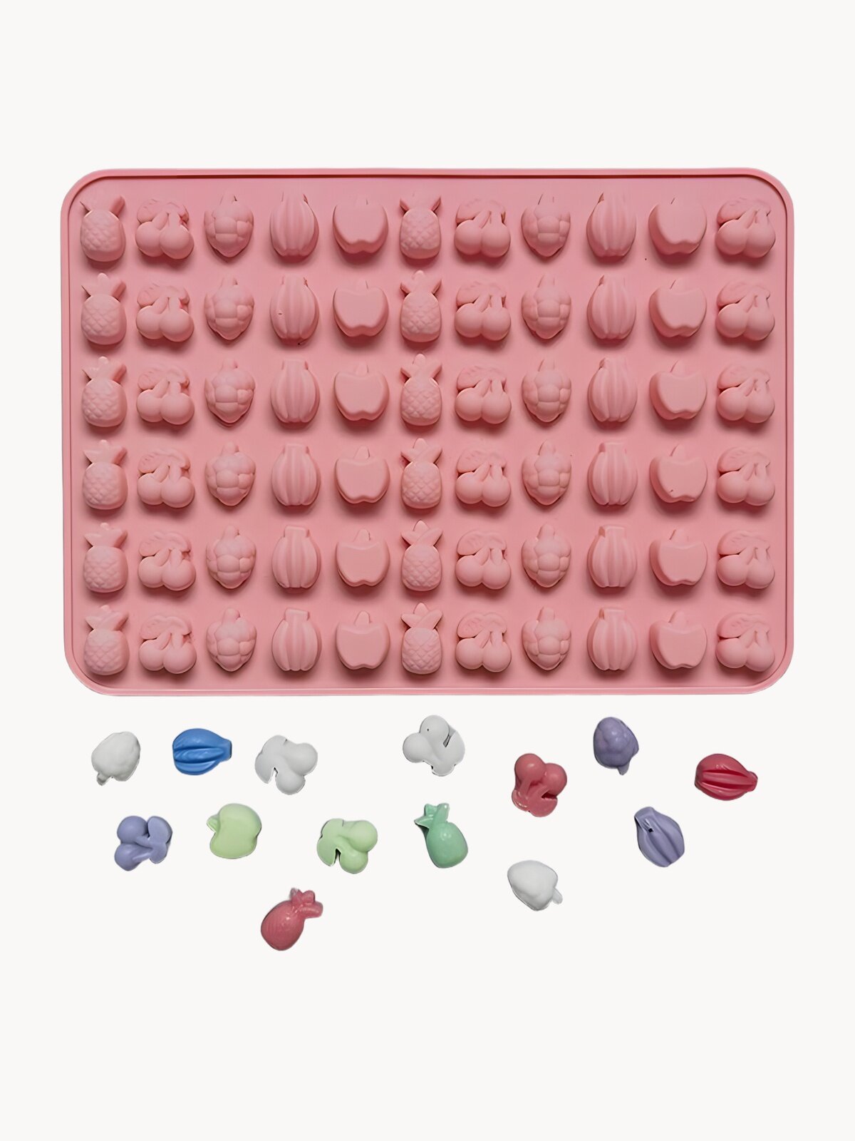 Форма для мармелада EDILIUM "Фруктики", силиконовая, цвет розовый/фиолетовый