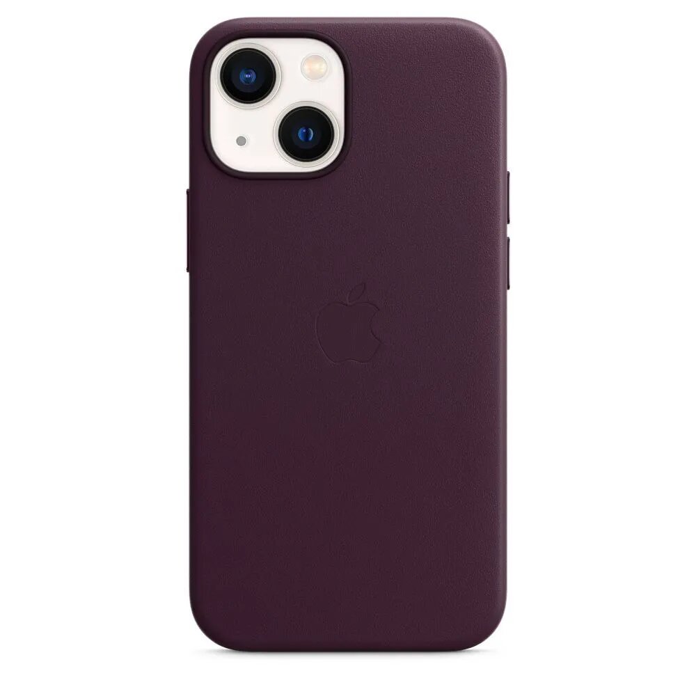 Кожаный чехол MagSafe для iPhone 14 Elderberry / Анимация NFC / Leather Case with MagSafe для Айфон 14 / Вишнёвый