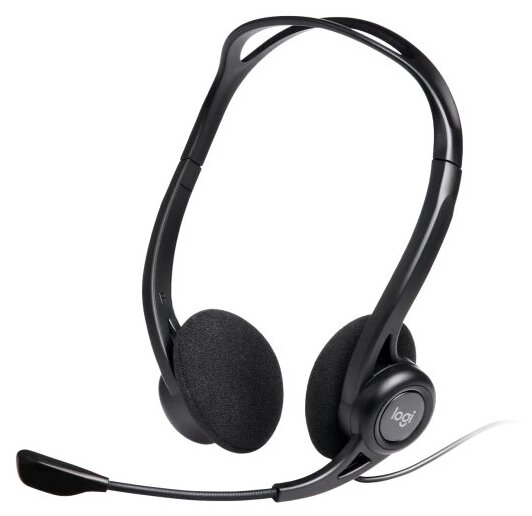 Logitech Гарнитура 960 Headset, для контактных центров, регулятор громкости, выкл. микрофона, USB, 2.4 м, черный — фото 1