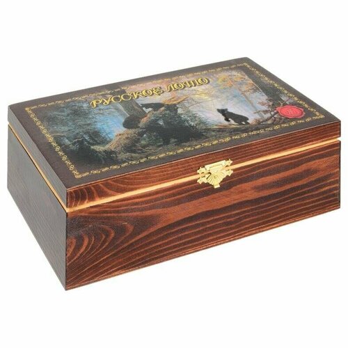 Русское лото Мишки в лесу цветное в деревянной шкатулке 3097₽