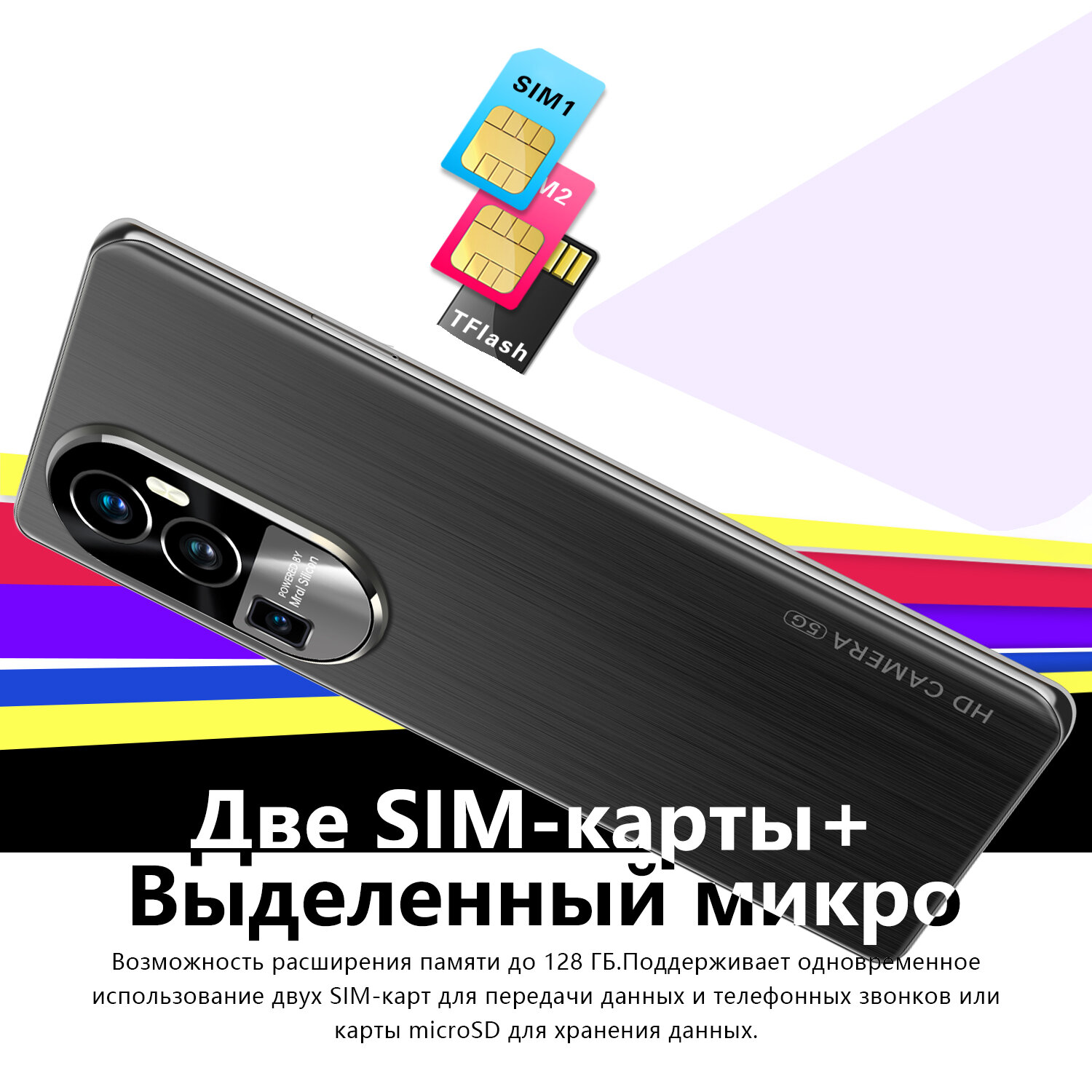 Геймерский Смартфон Reno10 Pro, -Android 13, 90Hz, 8 ядер, камера 50МП, 12ГБ/512ГБ ， 5G две SIM-Чёрный（+ наушники） — фото 1
