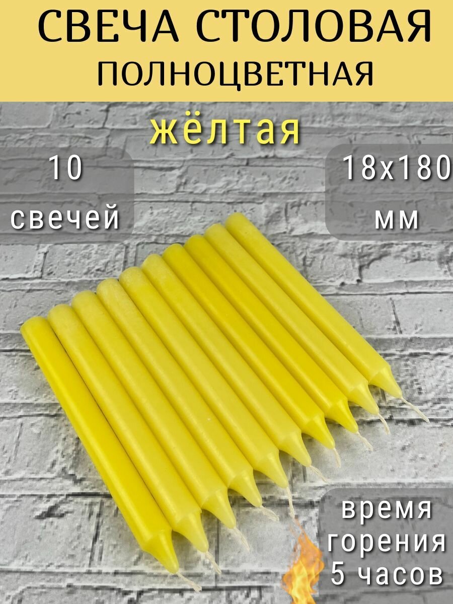Свеча Столовая/Столбик/Хозяйственная цвет: желтый