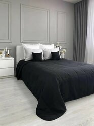 Покрывало на кровать стеганое 180х220 см канвас IRISHOME, IRISHOME, черное