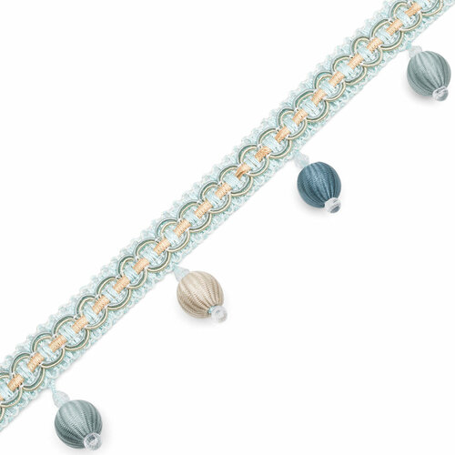 Бахрома для штор, текстиля, шитья 'Рифленый шарик', 5 см*12 м, шарик 1,5 см, Айрис