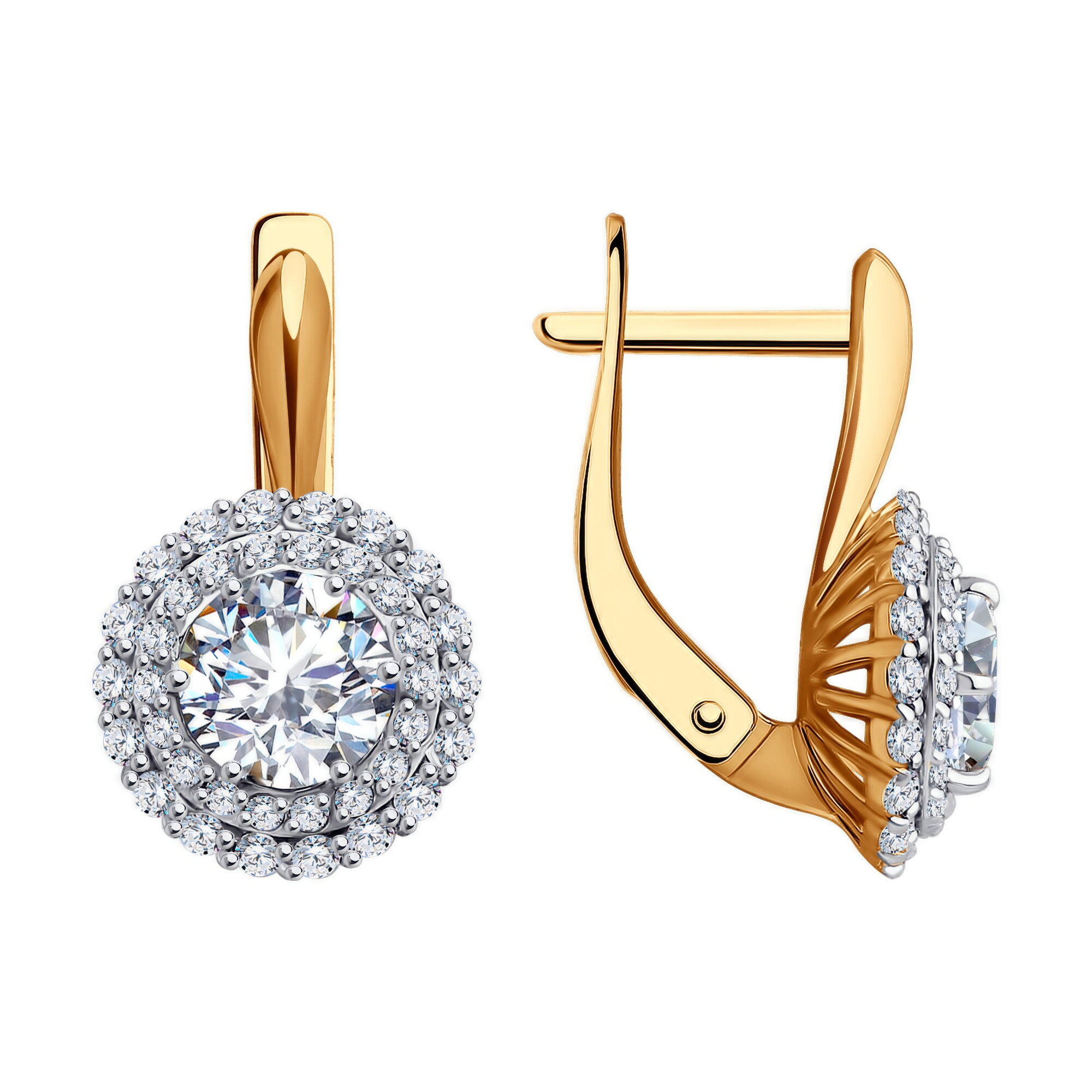 Серьги Diamant online, красное золото, 585 проба, фианит