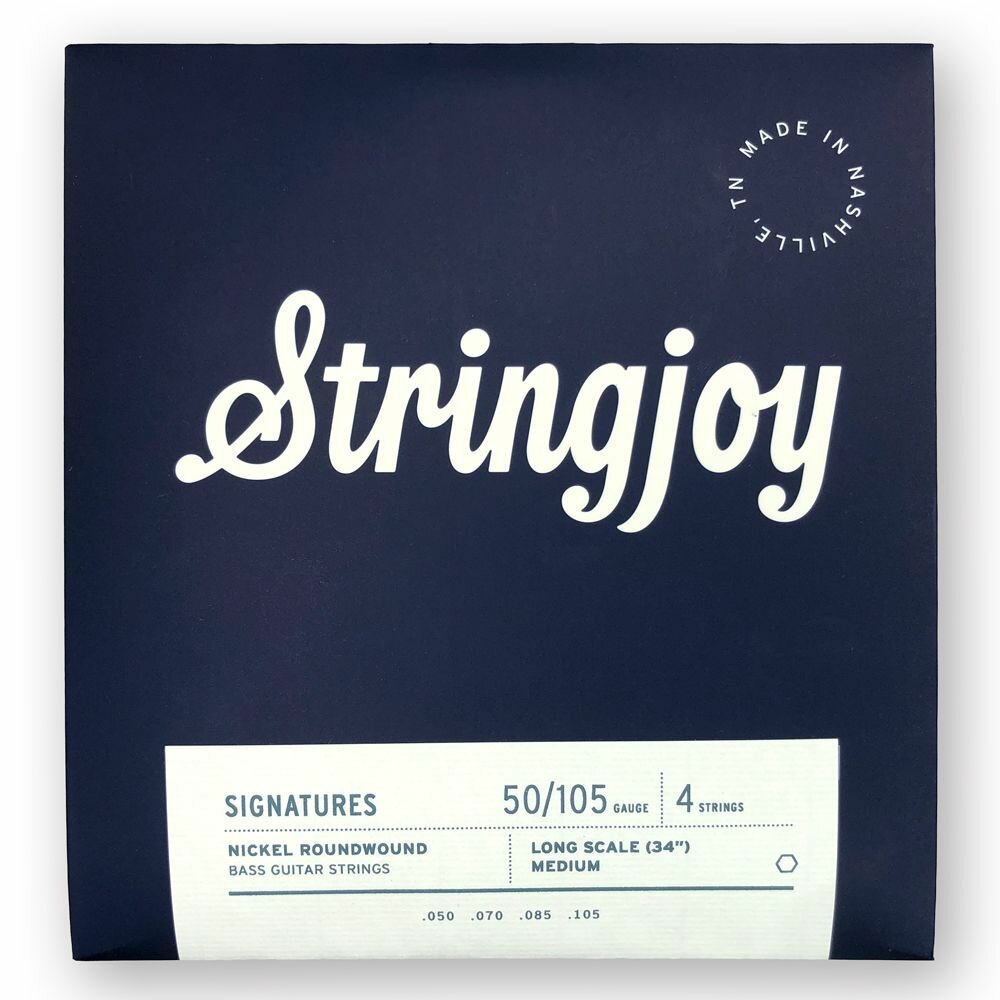 Струны для бас-гитары Stringjoy Medium Gauge (50-105) 4 String Long Scale Nickel Wound Bass Guitar