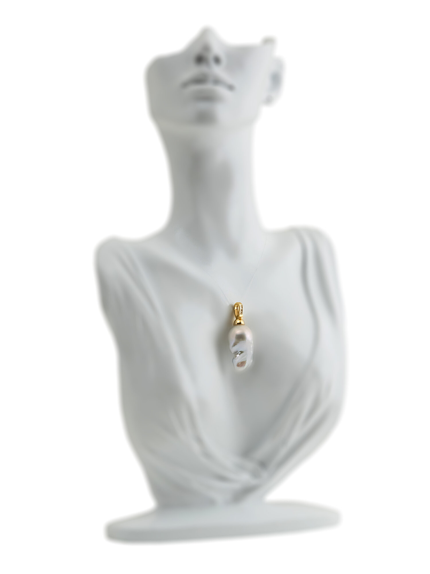 Подвеска ЖемАрт, жемчуг пресноводный культивированный, белый/золотой — фото 1