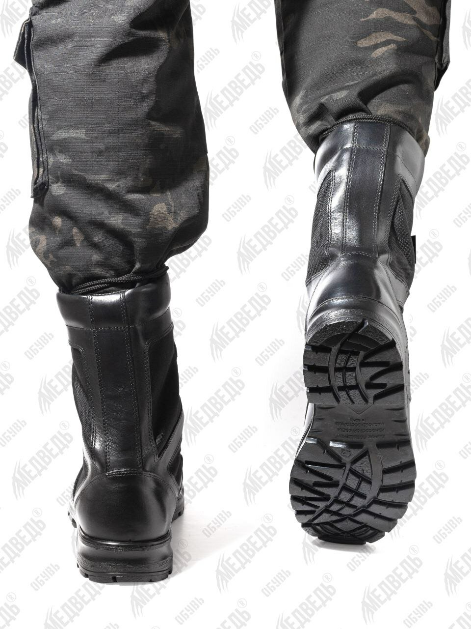 Ботинки берцы МЕДВЕДЬ Окошки, размер 42, черный нейлон — фото 1