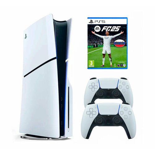 Игровая приставка Sony PlayStation 5 Slim с дисководом CFI-2016 Европейская версия два геймпада FIFA 2025 92990₽