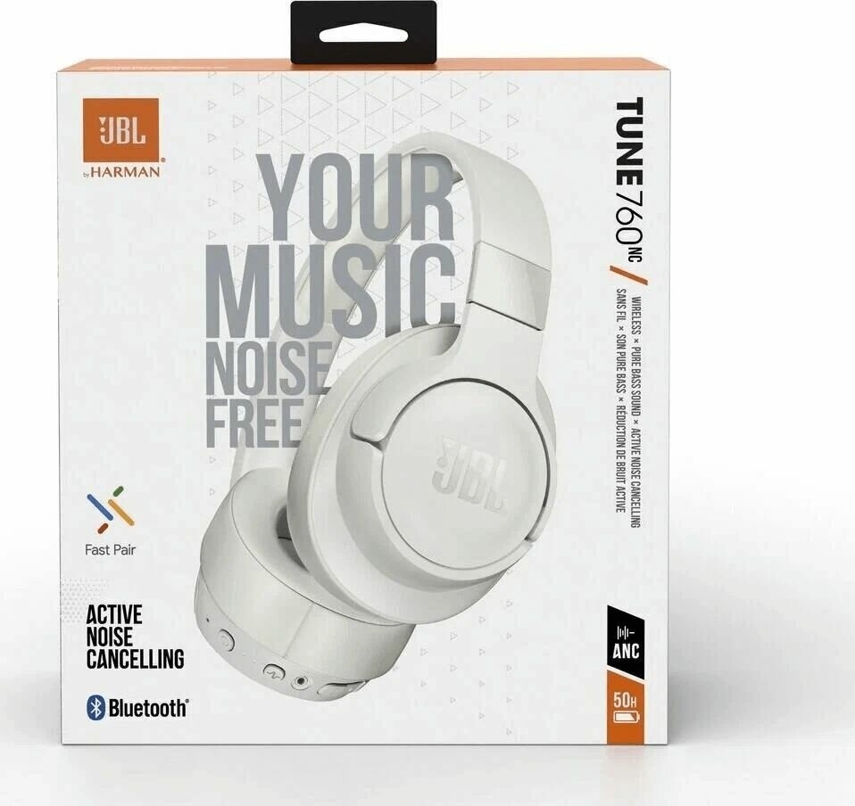 JBL Наушники беспроводные с микрофоном JBL Tune 760NC, 3.5 мм, USB Type-C, белый — фото 1