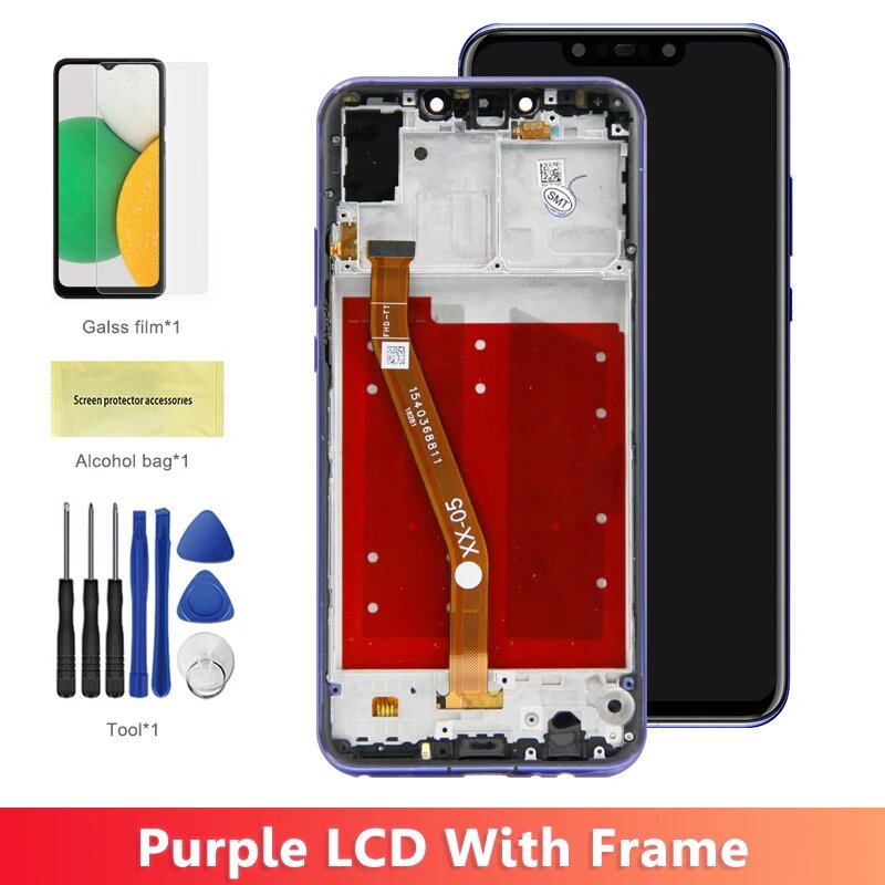 100% протестированный экран дисплея Nova 3, для Huawei nova 3 Nova3 PAR-LX1, замена дигитайзера сенсорного экрана с рамкой, With Purple Frame