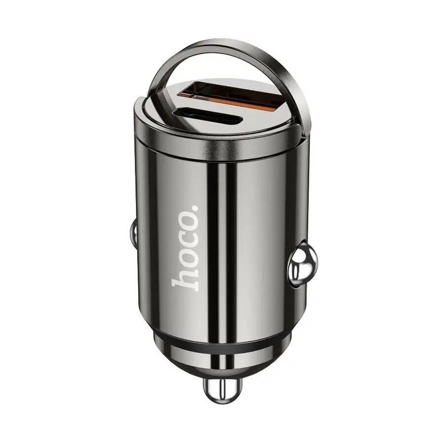 Автомобильное зарядное устройство Hoco DZ7 MINI 20W Type-C+USB, PD20W+QC3.0, черный — фото 1