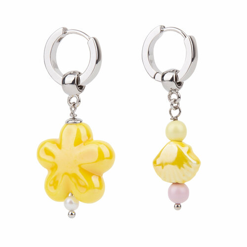 Серьги-трансформеры Oh Mary Did, жемчуг Swarovski синтетический, размер 14 мм, желтый