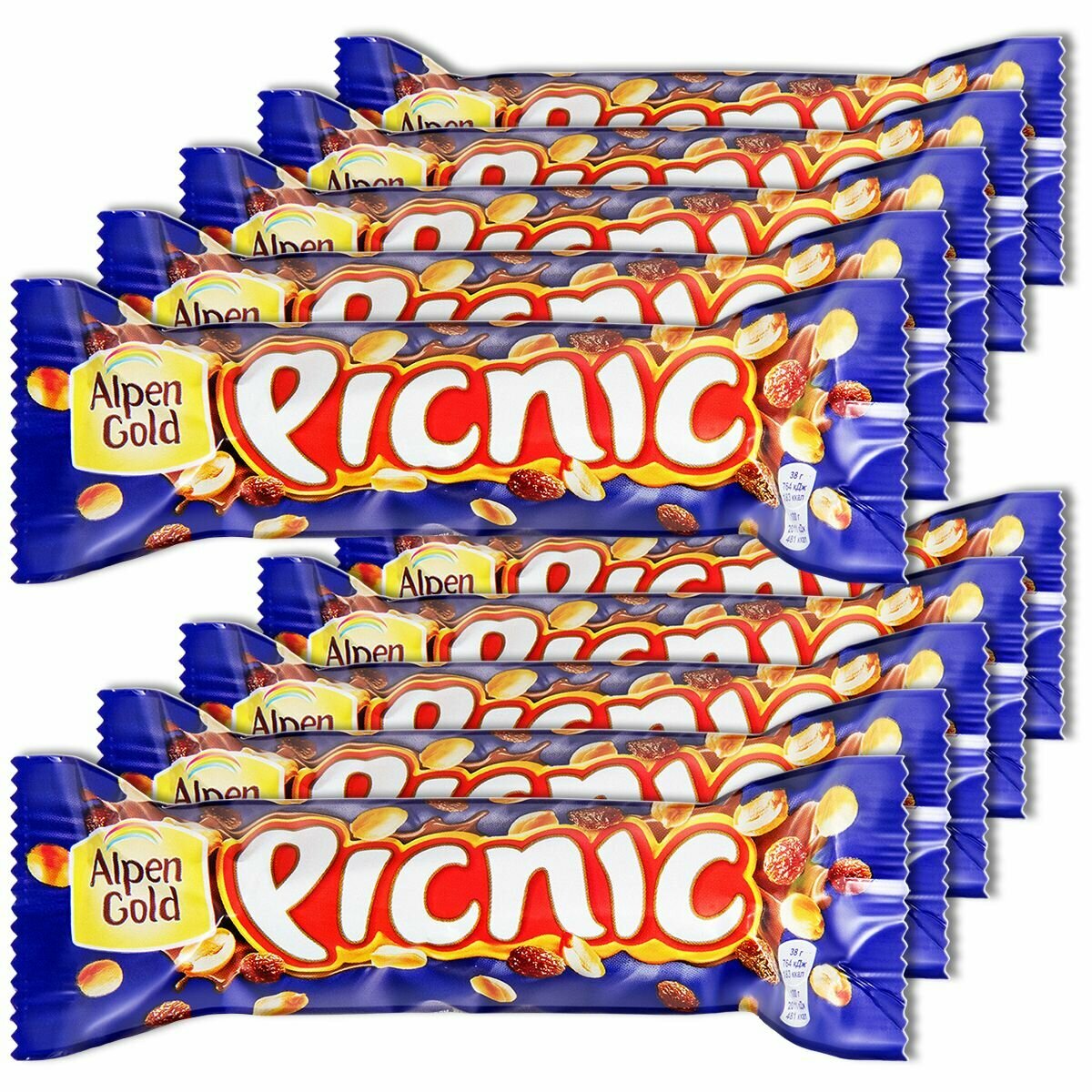 Шоколадный батончик Пикник с орехами  38 г  10 шт 