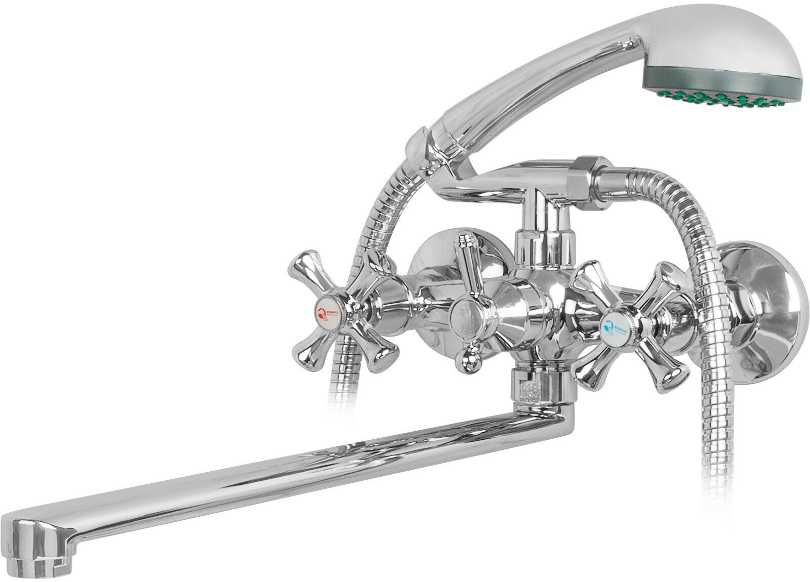 Смеситель для ванны с душем ECONOCE с длинным поворотным L-изливом серия 410 (EC0415)