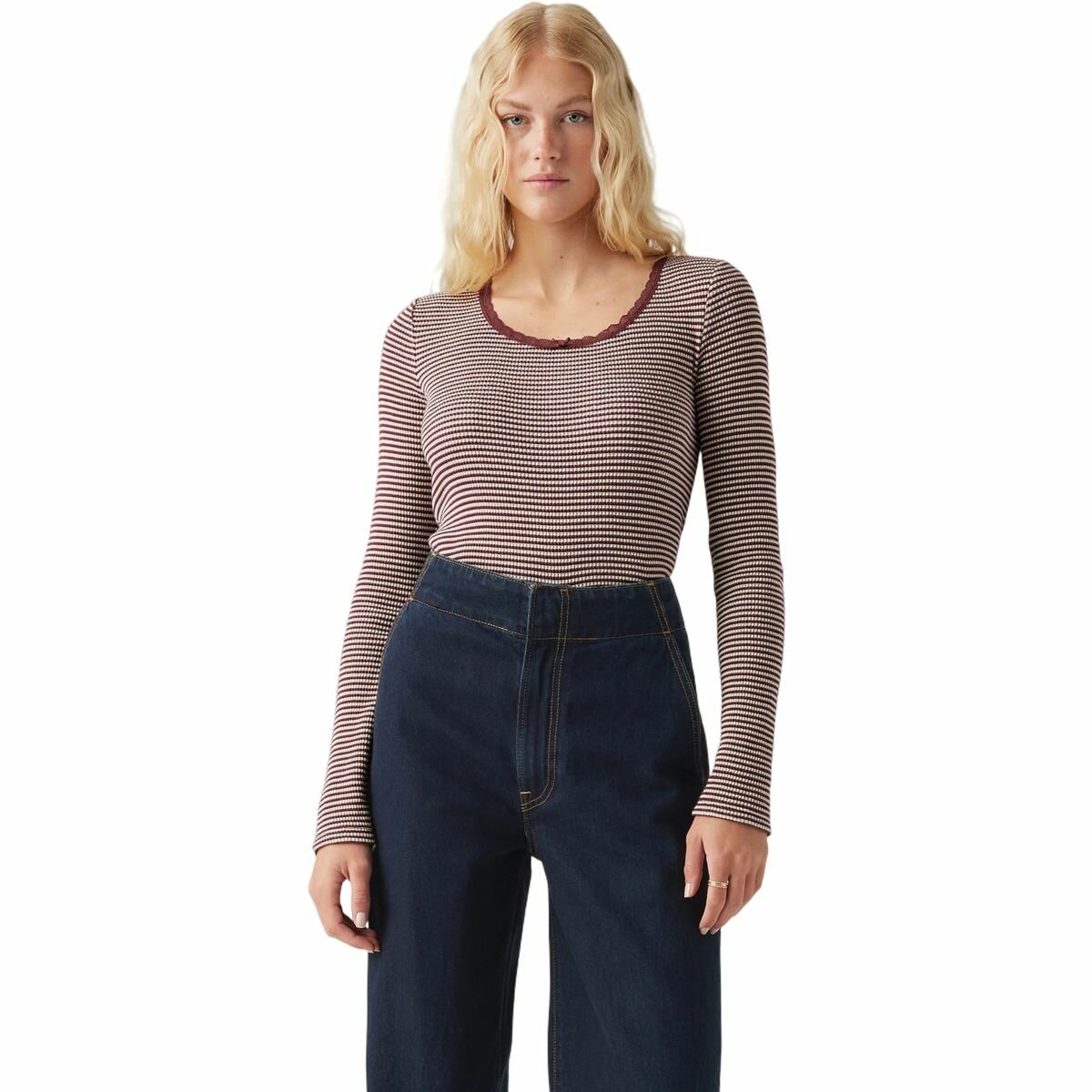 Лонгслив Levi's Women Dry Goods Waffle Long Sleeve T-shirt, размер XS, , красный