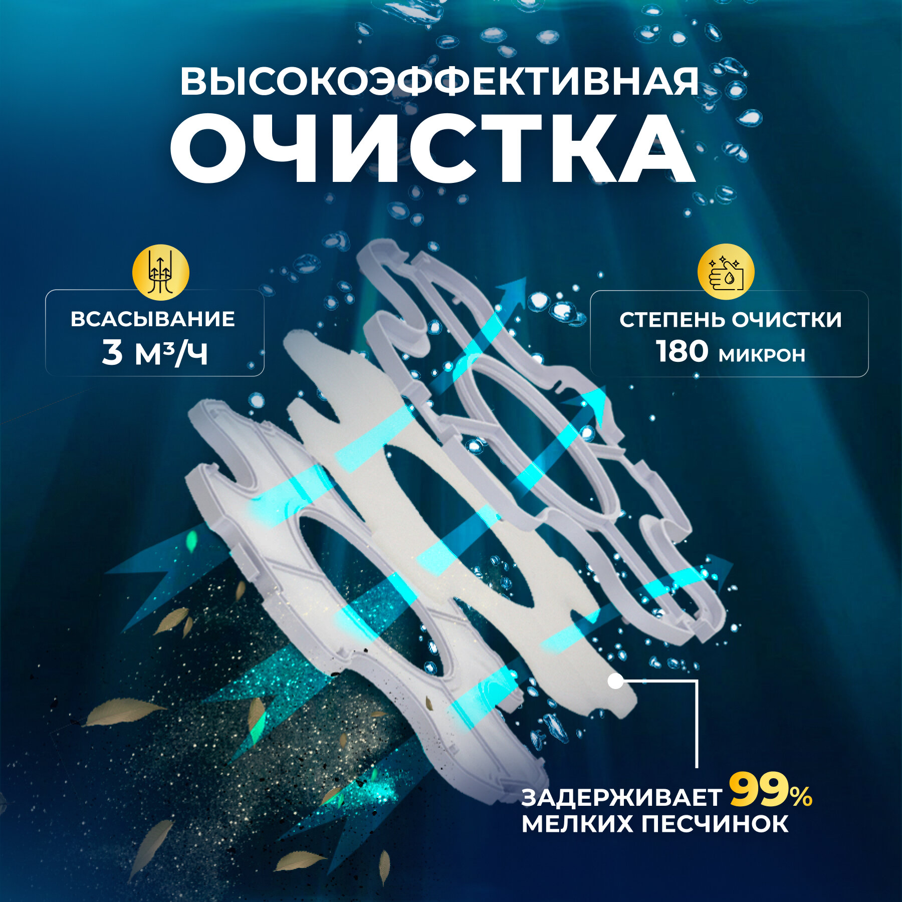 Изображение Аккумуляторный робот пылесос для бассейна с фильтром аксессуар для чистки и ухода за бассейном, беспроводной робот пылесос до 30 кв. м