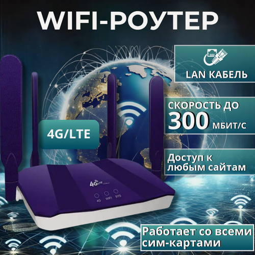 Изображение товара Роутер wi-fi с поддержкой сим карт 4g, 300Mbps, B818 Беспроводной, модем