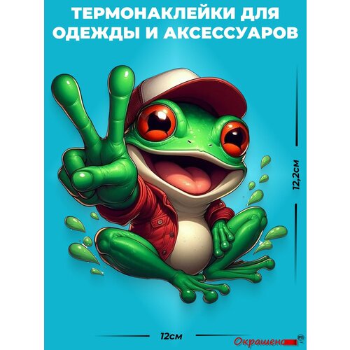 фото Термонаклейка / термотрансфер для декора одежды и аксессуаров "лягушонок" окрашенору