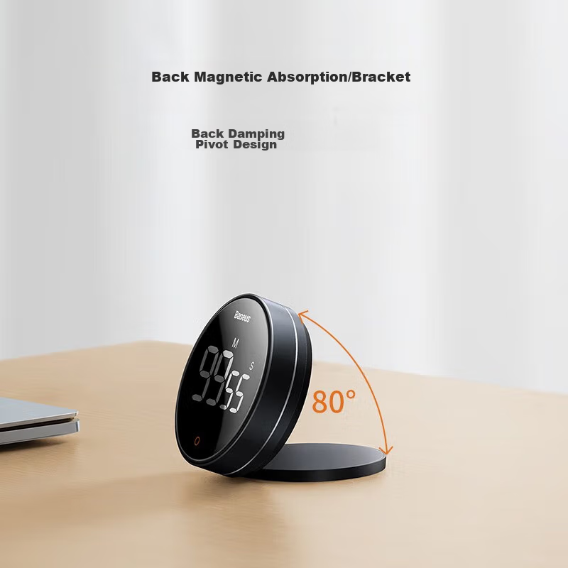 Изображение Baseus Electronic Timer Alarm Clock, Children's Stationery, Kitchen Timer, Baking Timer, Student Study Time Management, Magnetic Multi-Function Metal LED Visible Digital Quiet Self-Discipline Timer