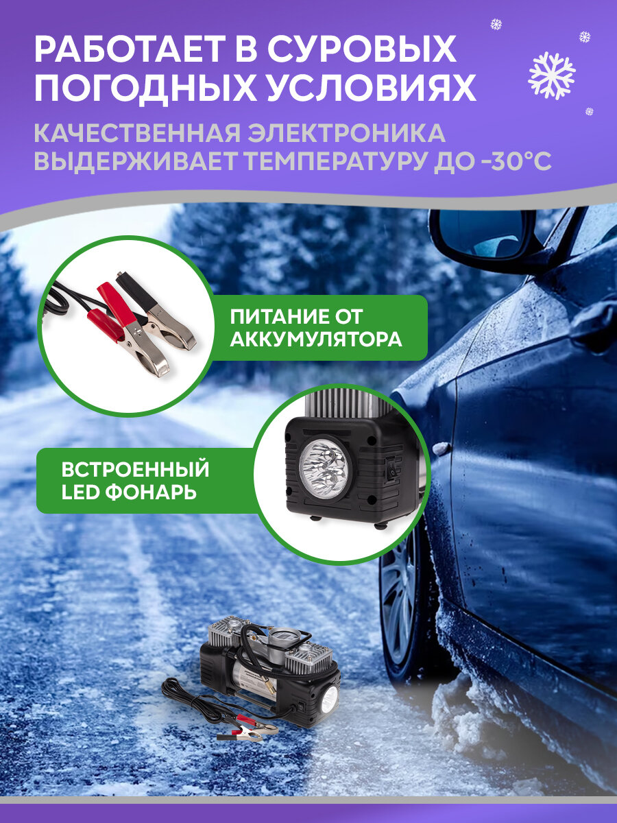 Компрессор автомобильный усиленный двухпоршневой с цифровым манометром и функцией автостоп, 60 л/мин, 10 АТМ REXANT — фото 1