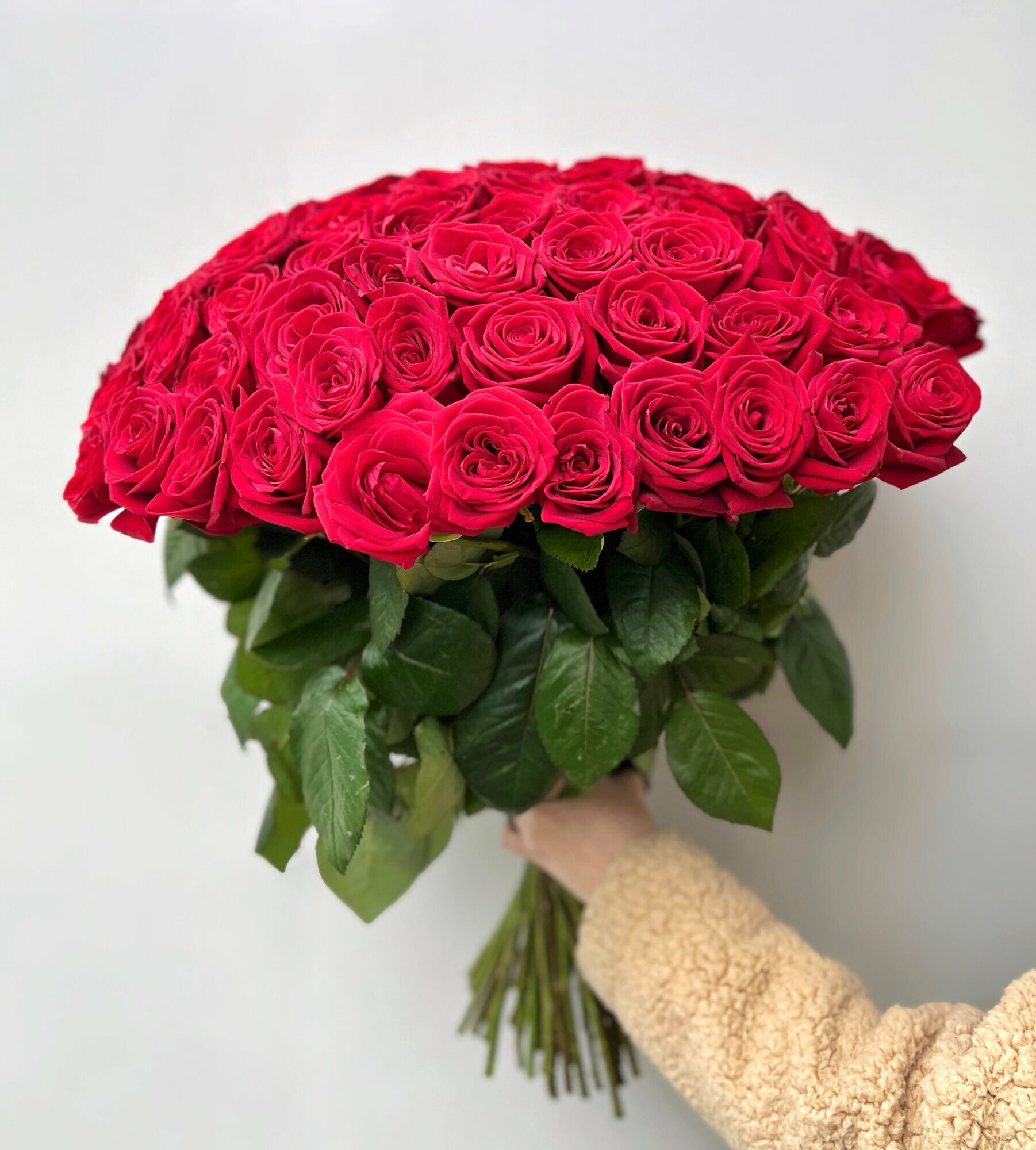 Букет 101 роза красная красивый букет цветов 60 см букет красных роз букет живых цветов Россия