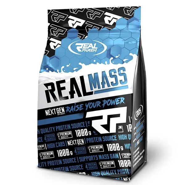 Real Pharm Real Mass 1000g Печенье – Гейнер для набора массы с вкусом печенья — фото 1