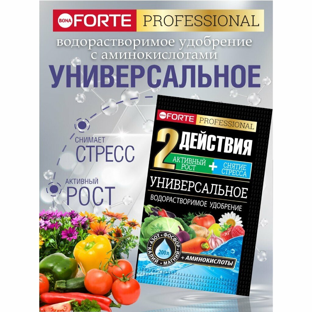 Удобрение универсальное Bona Forte минеральное для всех растений 100 г порошок