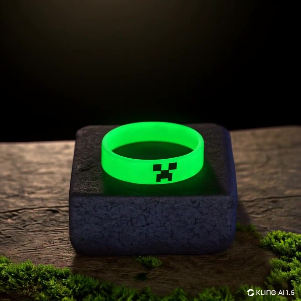 Браслет Y2K "Крипер из Майнкрафта", светящийся, силикон, Minecraft, зеленый — фото 1