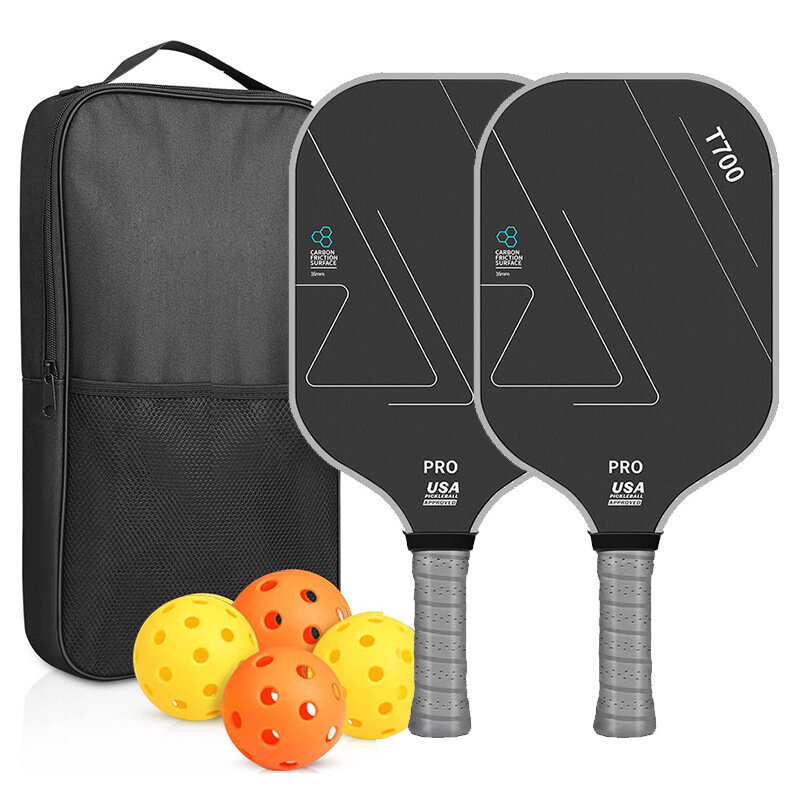 Ракетка Pickleball Paddie16, с рисунком, матовая, углеродное волокно, 2 выстрела, 4 мяча, 1 упаковка