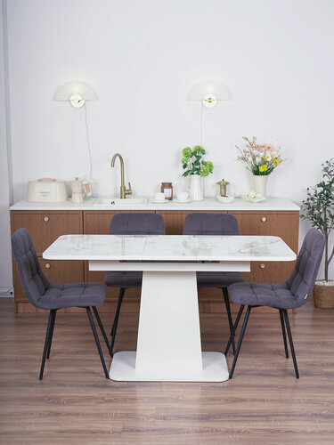 Изображение товара Стол кухонный обеденный раздвижной Грант 108(138)х68см Пластик No7153ЛДСПбелое