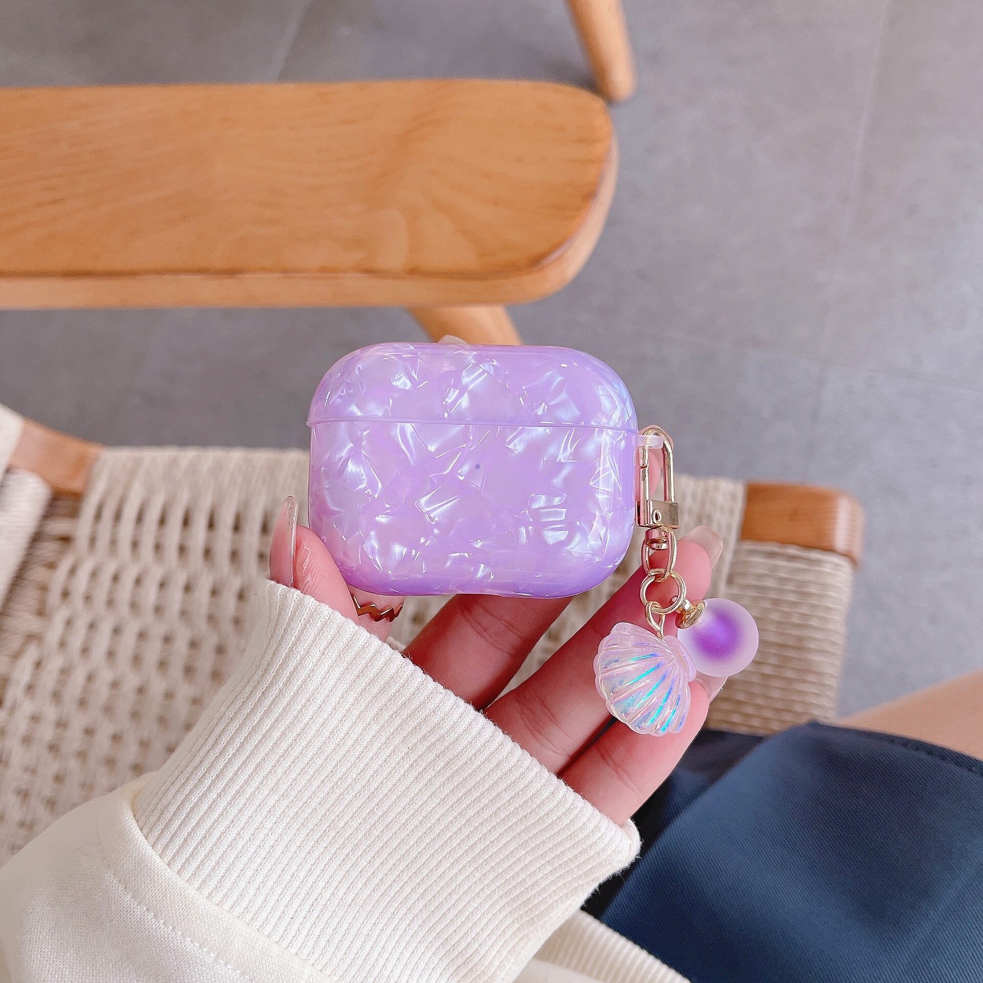 Чехол защитный, для AirPods Pro 2, с рисунком, фиолетовый