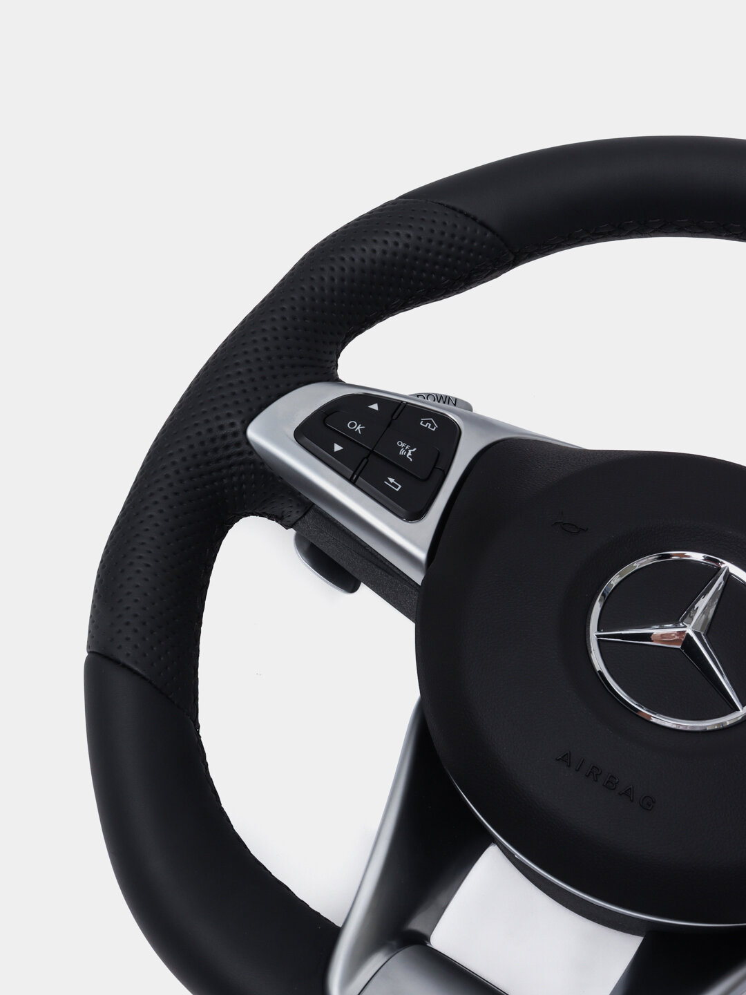 Автомобильный руль Mercedes 205 AMG Типтроник, серый, кожаный — фото 1