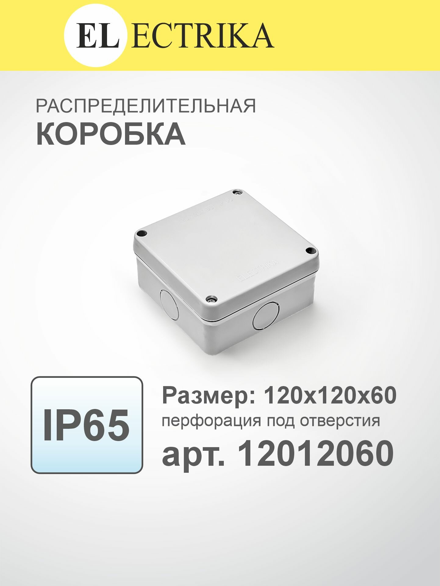 Коробка распределительная 120x120x60мм серый IP65 ELECTRIKA 12012060